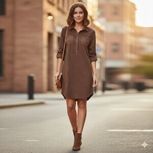 Passport Faux Suede Shirt Dress Womens‎ Lrg, Fluid, Soft Fabric, Missing Belt